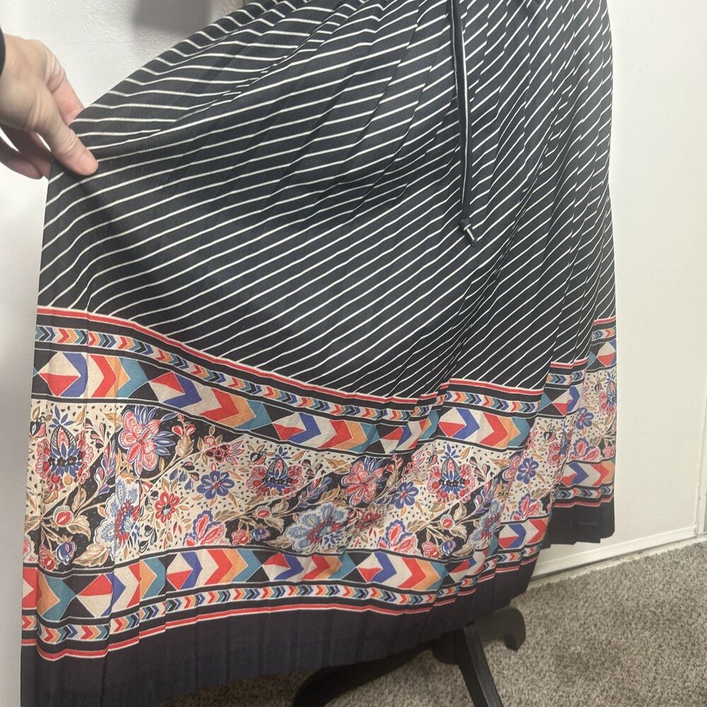 Vintage 80s Midi Dress In 1950s Style Pleated Puff Sleeve - Picture 5 of 12